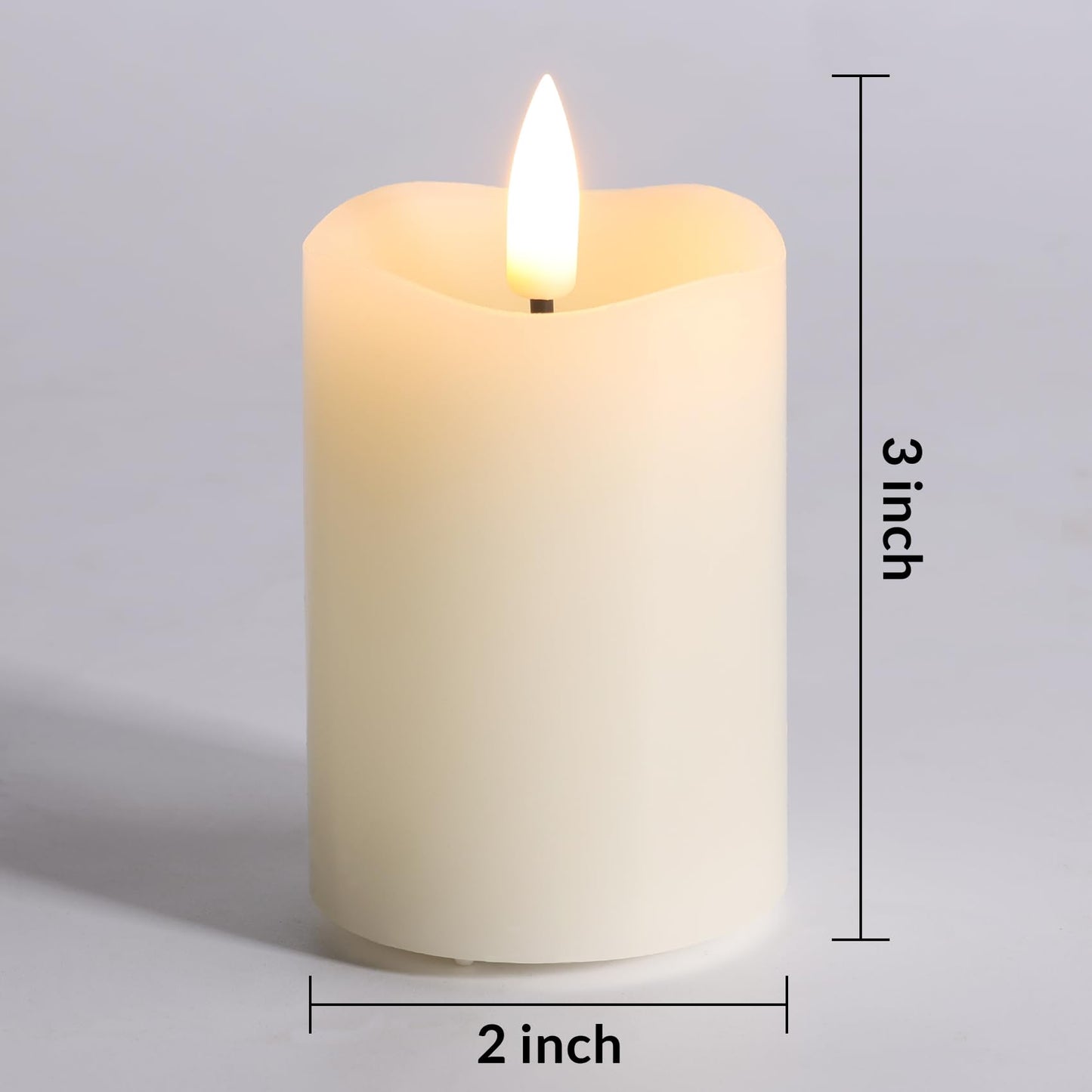 Girimax Ivory Christmas Flameless Votive Candles with Timer Batteries, 2x3 inch Small LED Pillar Candles Flickering Real Wax Set of 6