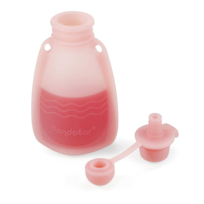 PandaEar Reusable Silicone Baby Food Pouches, 7 Pack Squeeze Pouches for Toddler Kids, BPA-Free Silicone Refillable Baby Food Storage, 5.5 oz /150 ml