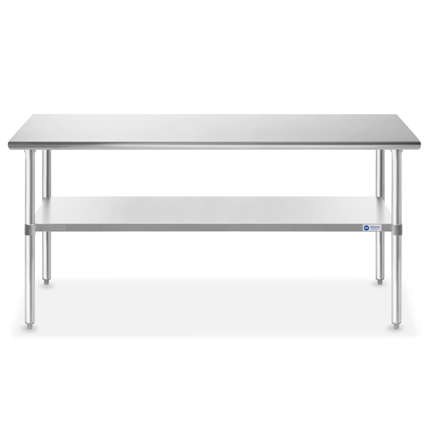 GRIDMANN Stainless Steel Work Table 72 x 30 Inches, NSF Commercial Kitchen Prep Table with Under Shelf for Restaurant and Home