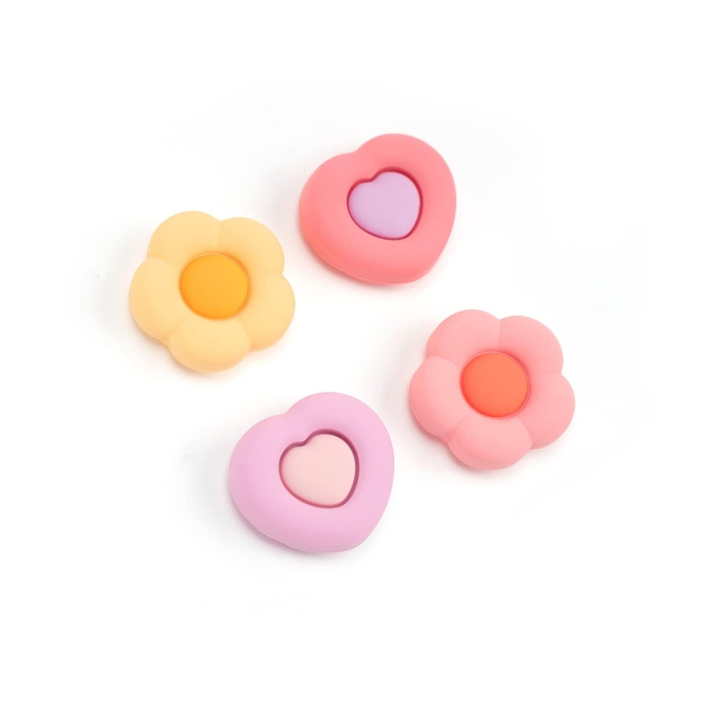 GeekShare Cute Thumb Grip Caps for PS5 Controller, Thumbsticks Cover Set Compatible with Switch Pro Controller and PS4 PS5 Controller, 4Pcs - Heart & Flower