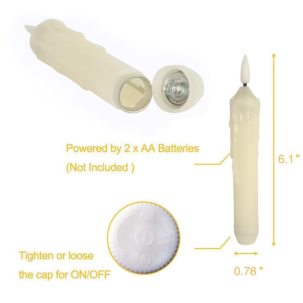 Mxqdhx 6 Pcs Flameless Taper Candles LED Taper Candles Flickering with Remote Timer Dimmer Ivory LED Candlestick for Halloween Christmas Wedding Church Easter Party Decor Table Centerpiece, 6.1 in