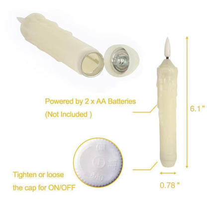 Mxqdhx 6 Pcs Flameless Taper Candles LED Taper Candles Flickering with Remote Timer Dimmer Ivory LED Candlestick for Halloween Christmas Wedding Church Easter Party Decor Table Centerpiece, 6.1 in