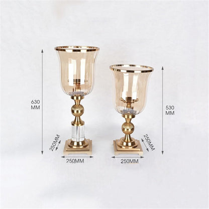 Candle Holders European Style Iron Candle Holder with Glass Lid, Creative Table Decoration Candle Holder Decorative Candlestick(Small)