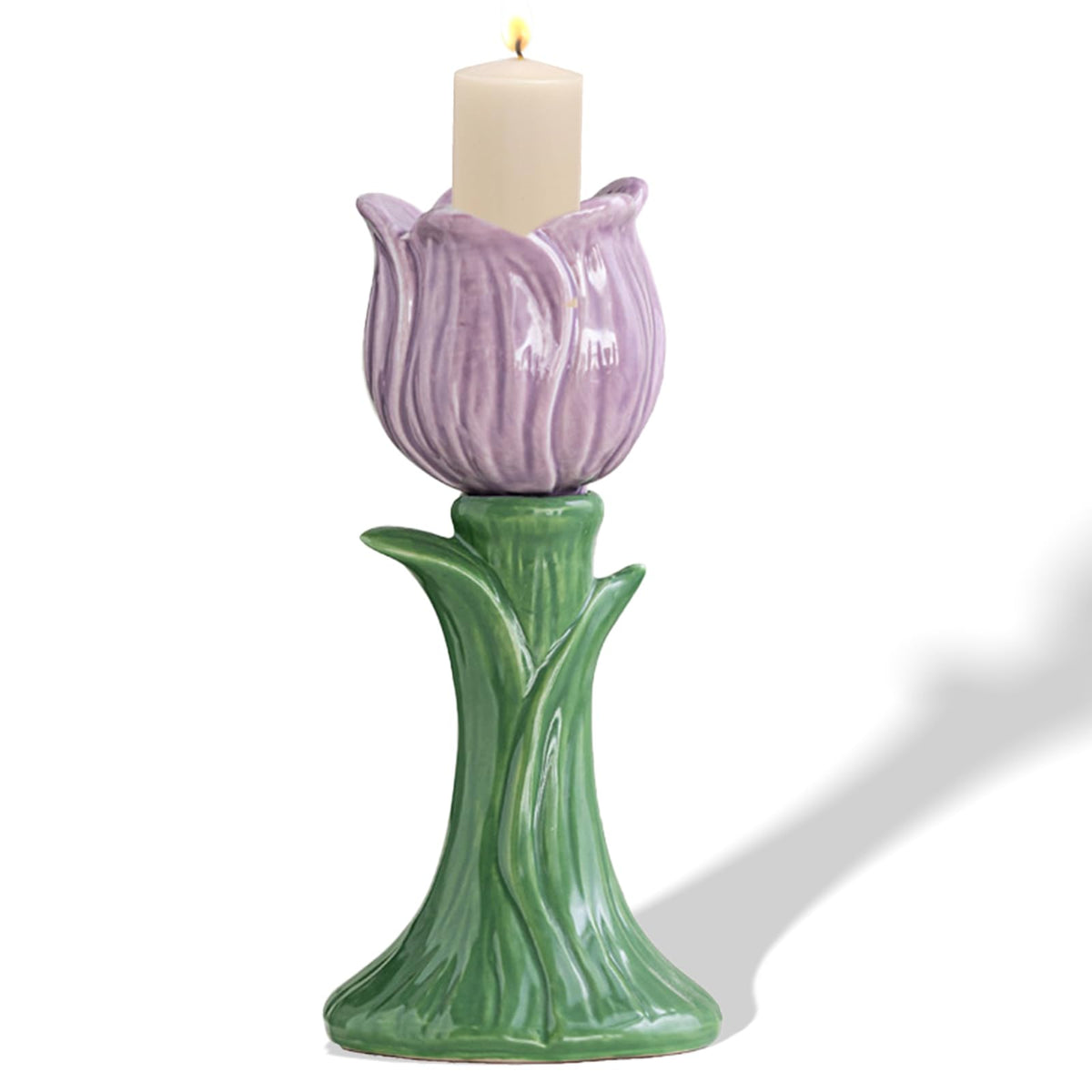 Ceramic Candlestick Holder， Candle Holder for Taper Candles,Incense, Santo Palo, Halloween Christmas Wedding Parties, Dining Room Home Decoration Display (Purple)