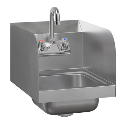 AmGood Stainless Steel Wall Mount Hand Sink | NSF | Commercial Hand Washing Basin For Restaurant, Kitchen and Home (12" x 16" with Sidesplash)