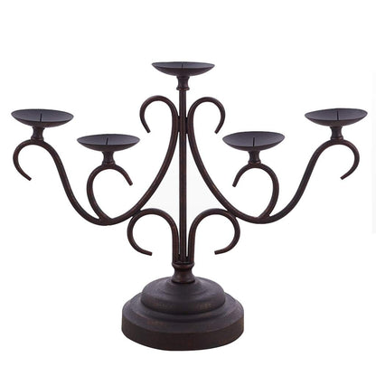 XILIN-1987 Candle Holderss Five-arm Candlestick Metal Pillar Candlestick Wedding Event Candlestick for Candlelight Dinner and Table Decoration (Black, 14 * 17.4 Inches) Decorative Candlestick