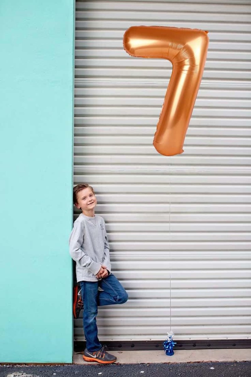 Orange Number 7 Balloon 40 Inch, 7th Birthday Party Decorations for Children, Giant 7 Foil Balloon for Party Supplies