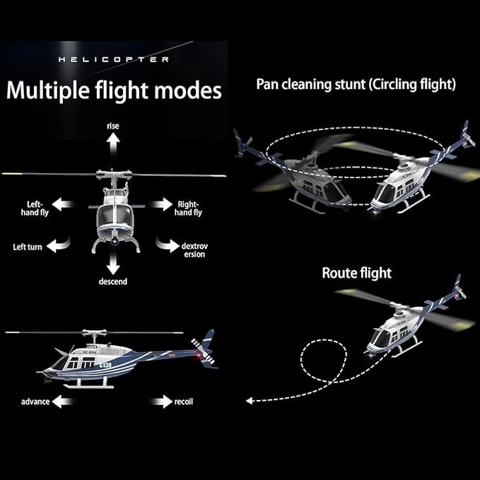 RC ERA C138 1/30 Scale 206 Helicopter for Adult 2.4G 6CH No Aileron Helicopter with Altitude Hold and Optical Flow Positioning 1 Battery (RTF Version/Blue&ampWhite)