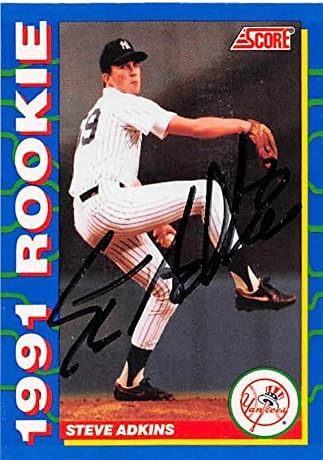 Sports Memorabilia Autograph Warehouse 248311 Steve Adkins Autographed Baseball Card - New York Yankees 1991 Score Rookie - No. 16