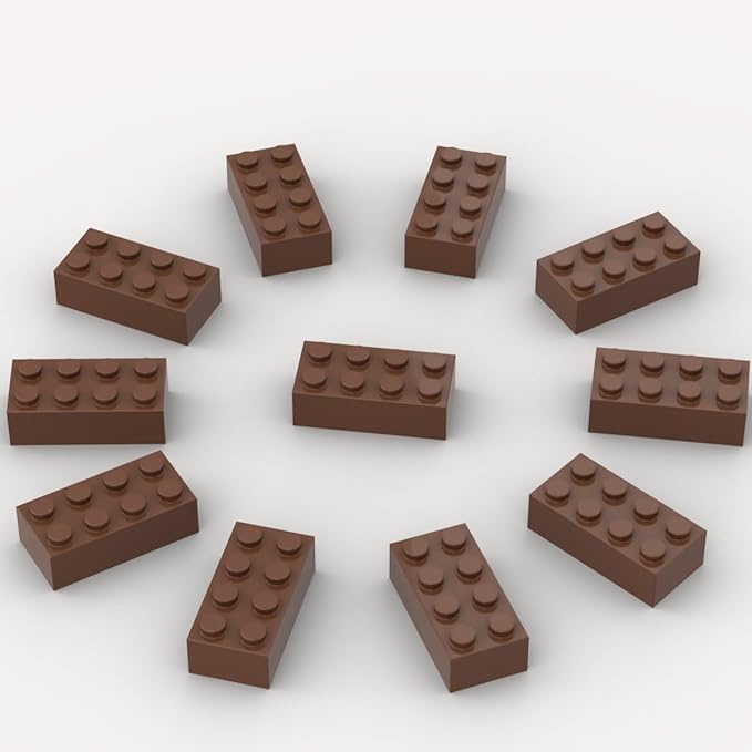 500 Piece Brown Bricks Bulk Brown 2x4 Building Bricks Flat Compatible with Lego Parts and Pieces: 2x4 Brown Bricks(Color: Brown)