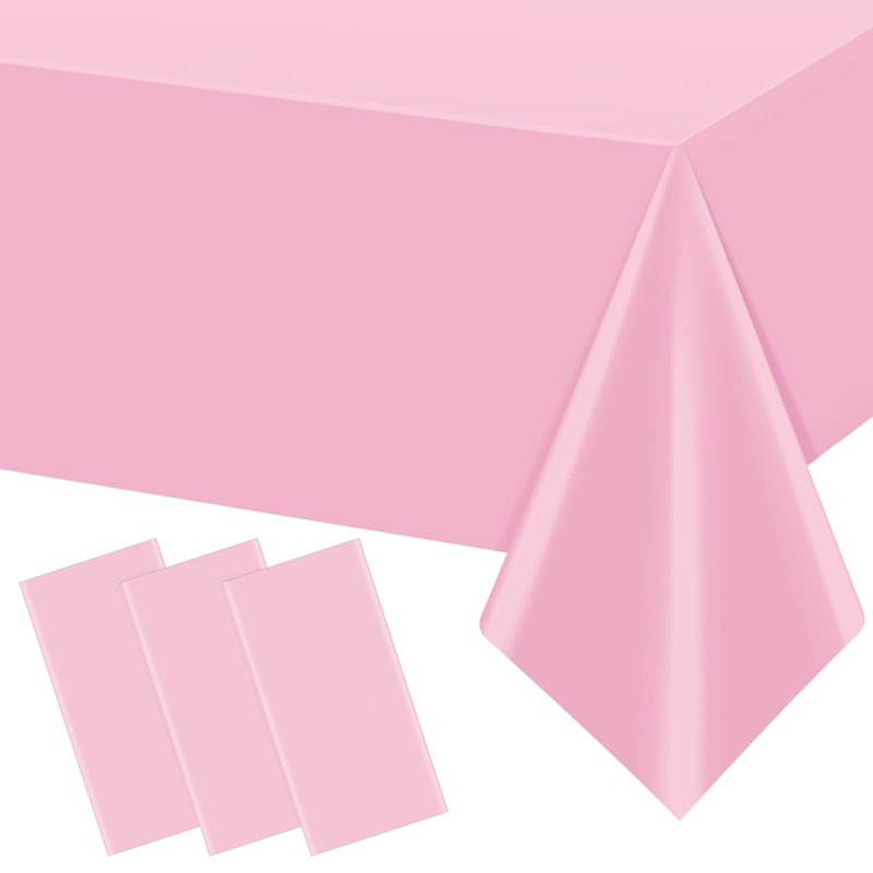 YIDAKO 12Pcs Light Pink Tablecloth,Disposable Plastic Tablecloths,Waterproof Pink Rectangle Table Cover for Graduation Birthdays Weddings Anniversary Party Decorations,54 x 108 Inch
