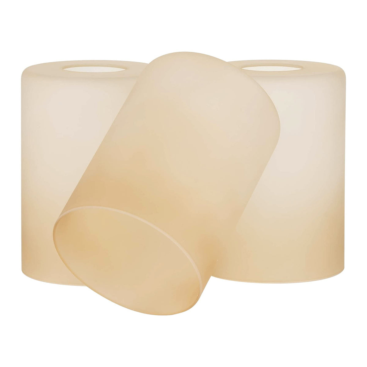 Kira Home Villa 6" Pendant Light Glass Shade Replacement w/Amber Cylinder Design (Set of 3), Bathroom Vanity Light & Chandelier Glass Upgrade, 6" x 4", Fits Threaded Medium Base Sockets