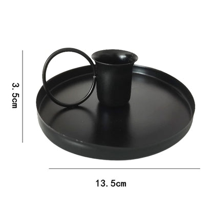 Fullbond Retro Black/golden Iron Candlestick Holders Candle Holder European Style Wear-resistant Wrought Iron Taper Candle Holder for Wedding Black