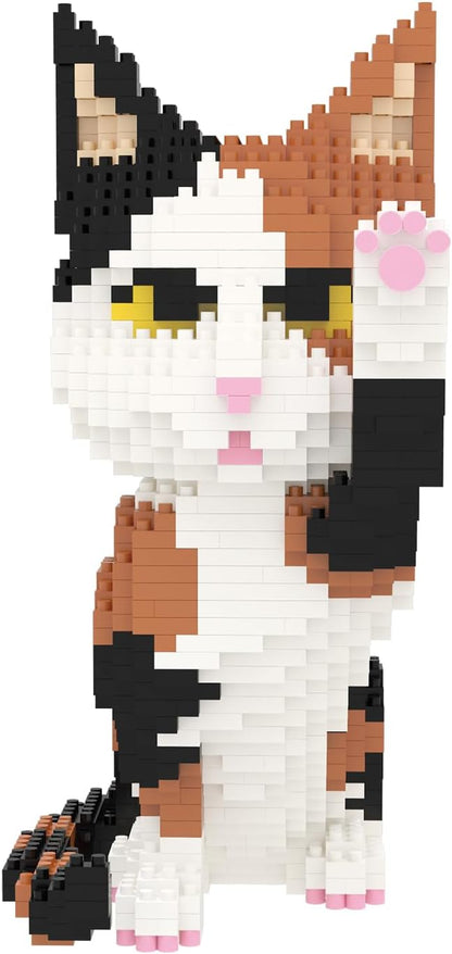 Larcele Cat Micro Building Blocks Animal Set DIY Mini 3D Building Toy Bricks Kit1137 Pieces KLJM-05 (Red Tabby)