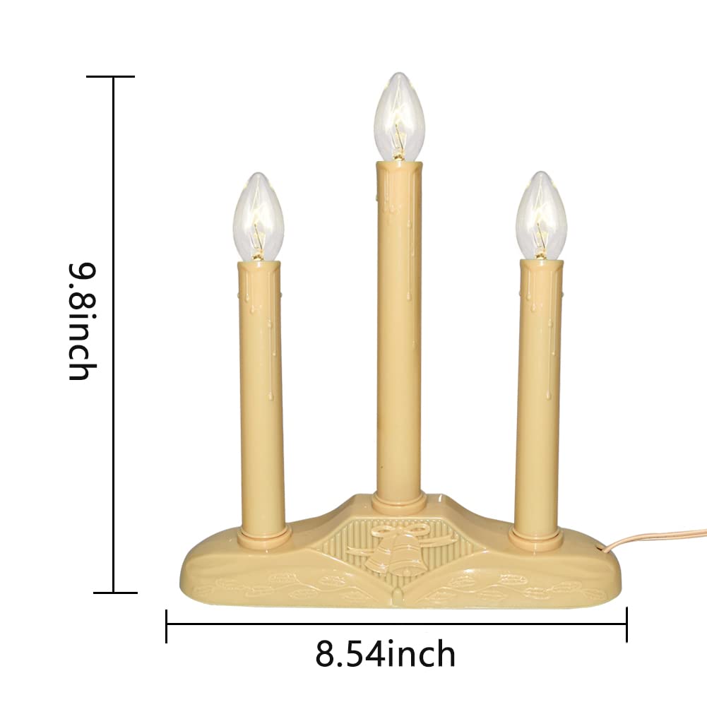 Pallerina 3 Light Christmas Window Candles, Electric Window Candles with 4 C7 Light Bulbs, Plug in Electric Candle for Christmas Party Home Decorating Restaurant Table Décor, Ivory -1 Pack