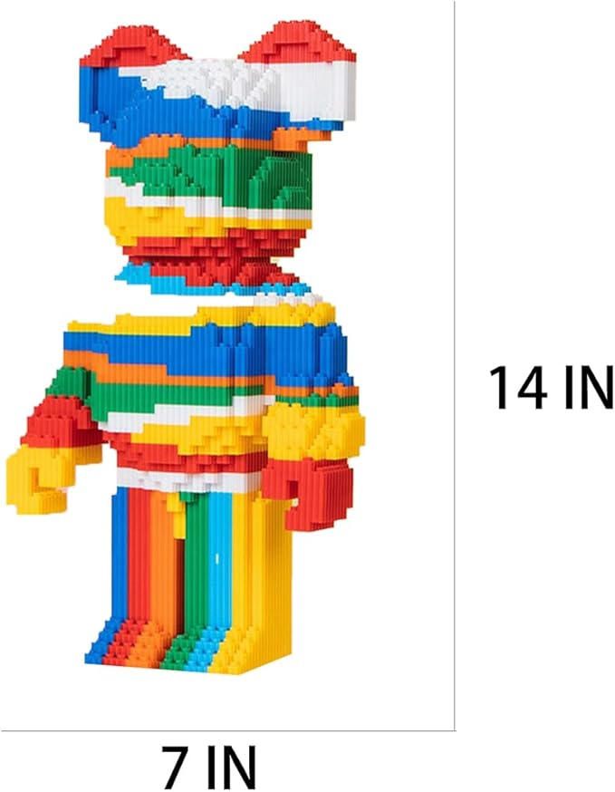 LNZDD 3D Building Blocks Rainbow Bear Colorful Construction Toy Set Gift for Children and Adults
