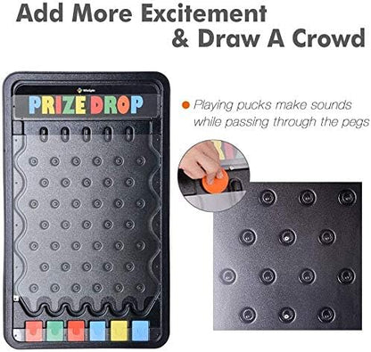 30 Prize Drop Boards Disk Drop Game Foldable Stand Customizable 6 Slots with 10 Pucks for Develop Intelligence Live Stream Carnival Tradeshow Party