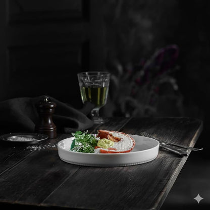 Pillivuyt France Toulouse, Deep White Porcelain Serving Plate, 8.5 Inches (231723BL)