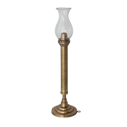 Creative Co-Op Brass Taper Candle Holder with Glass Hurricane, Antique Gold Finish
