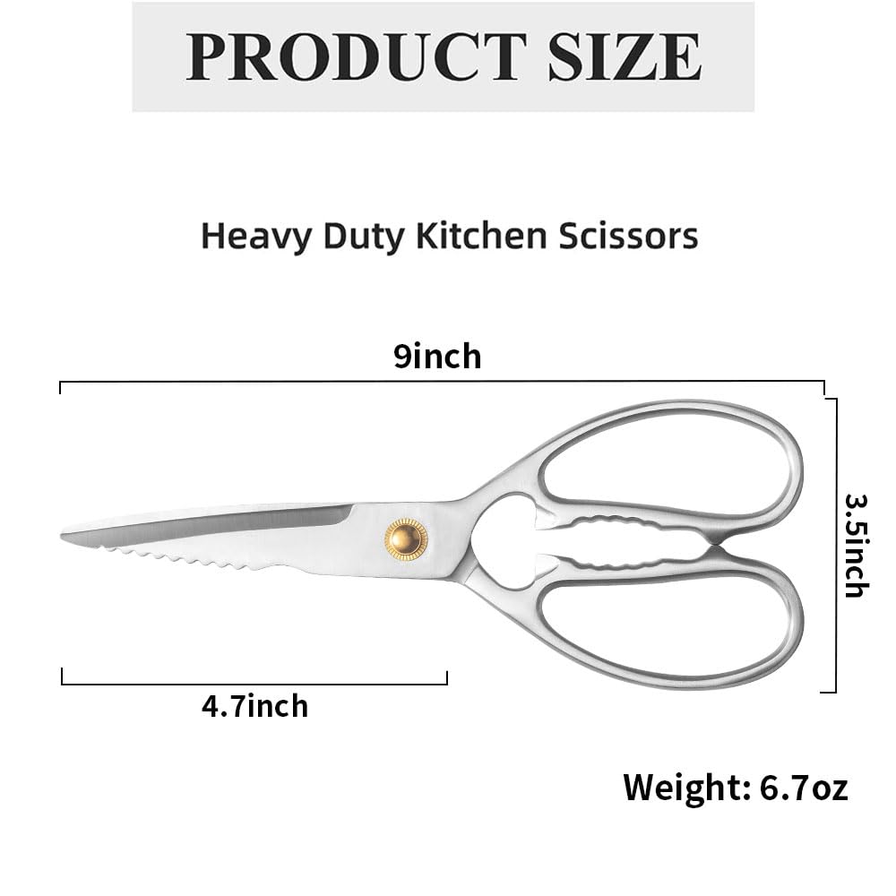 ELephas PLus Professional Kitchen Scissors - Heavy Duty Stainless Steel Shears for Cutting Meat, Fish, Poultry, Vegetables, Pizza - Food Cutting Tools
