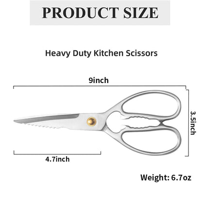 ELephas PLus Professional Kitchen Scissors - Heavy Duty Stainless Steel Shears for Cutting Meat, Fish, Poultry, Vegetables, Pizza - Food Cutting Tools
