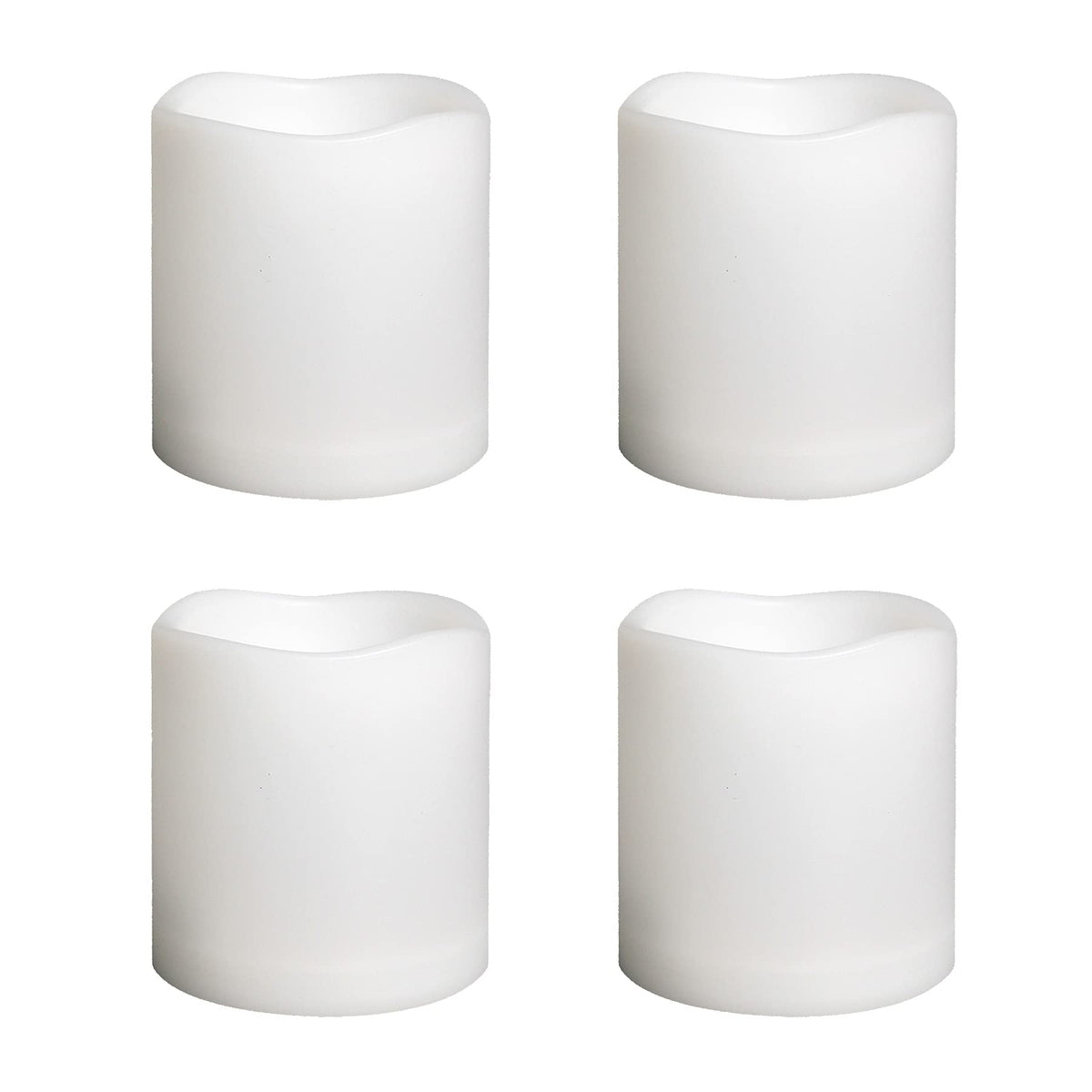 Smallpenglai Outdoor Indoor Flameless Pillar Candles, 4 Pack Plastic Resin Battery Operated Electric LED Candle Sets with Cycling 24 Hours Timer Function for Home Party Wedding Decoration, 3"x3"