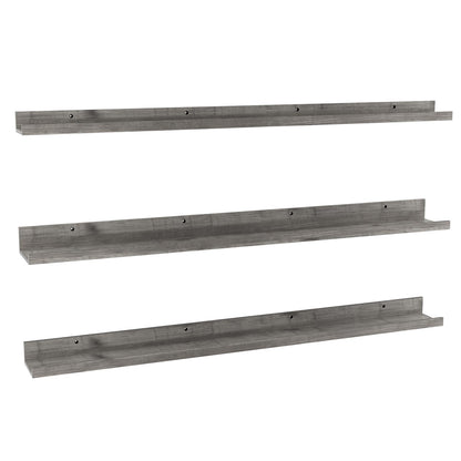 Giftgarden 47 Inch Gray Floating Shelves for Wall Mount, Grey Wood Wall Shelf Ledge for Bathroom Bedroom Living Room Kitchen Storage, Set of 3 Different Sizes