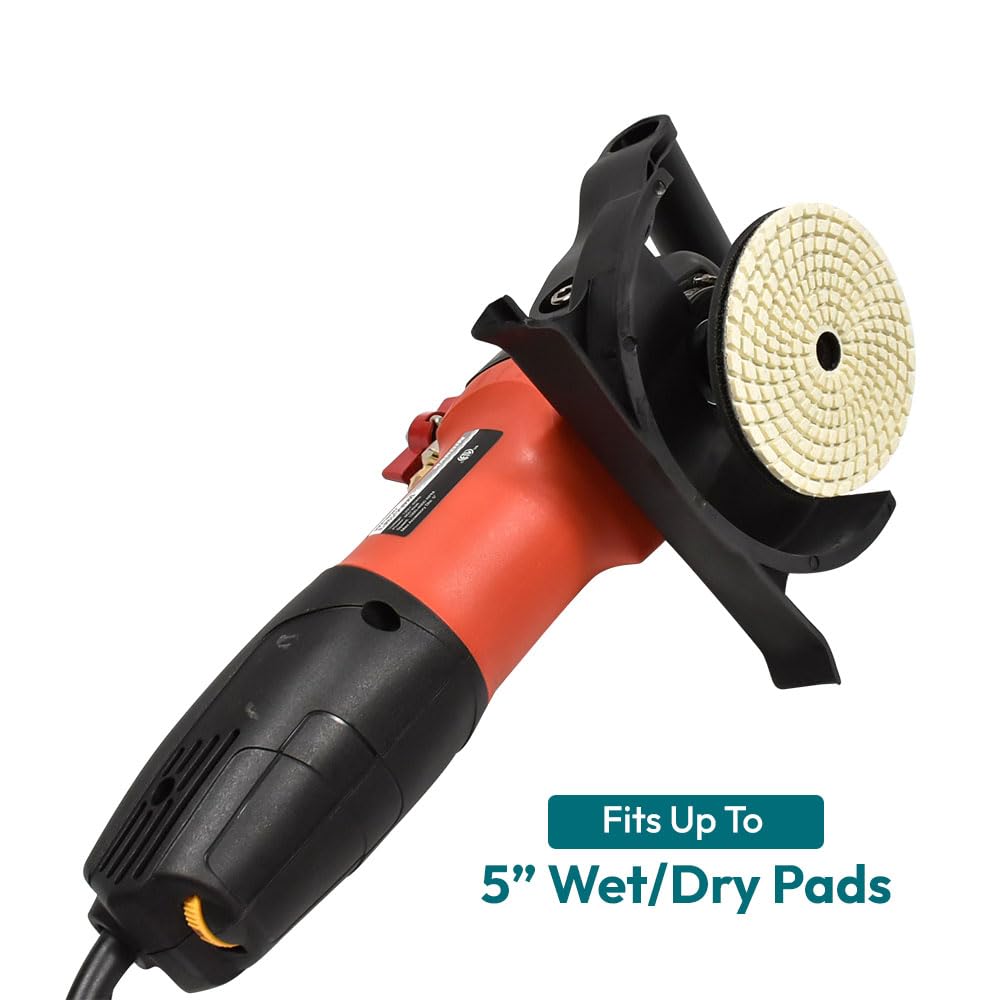 Hardin 4" & 5" Variable Speed Wet Polisher and Grinder – 800W 120V, 1000–4000 RPM, Water Feed System with Brass Valve, GFCI Cord for Granite, Marble, Stone, and Concrete Fabrication