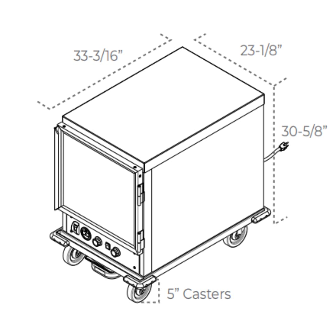 EMPURA Half-Height Mobile Heated Holding Cabinet | Undercounter Non-Insulated Food Warmer with 5" Casters and Single Clear Polycarbonate Door for Restaurant | 22.83"W x 33"D x 32.74"H, Aluminum, 120V