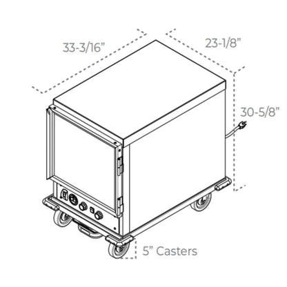 EMPURA Half-Height Mobile Heated Holding Cabinet | Undercounter Non-Insulated Food Warmer with 5" Casters and Single Clear Polycarbonate Door for Restaurant | 22.83"W x 33"D x 32.74"H, Aluminum, 120V