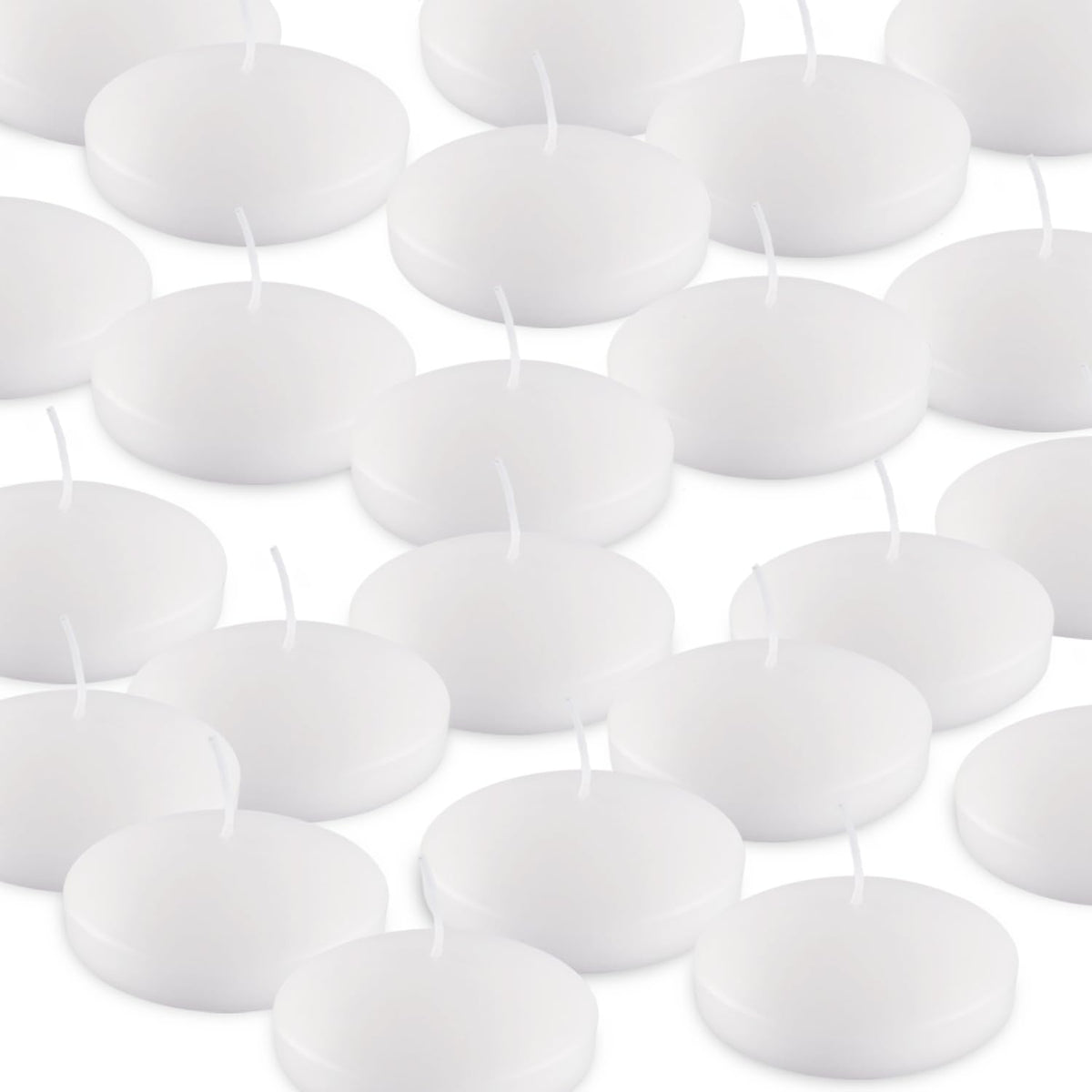 10 Hour Floating Candles, 3'' White Unscented Dripless Wax Discs, for Cylinder Vases, Centerpieces at Wedding, Party, Pool, Holiday (24 Set)