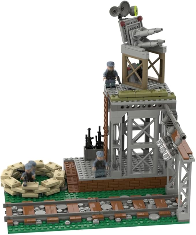 WW2 Military Base Building Set - 398 Pcs Army Fortresses Trenches Realistic WW2 Scene RecreationWitch 4 Soldier Figures