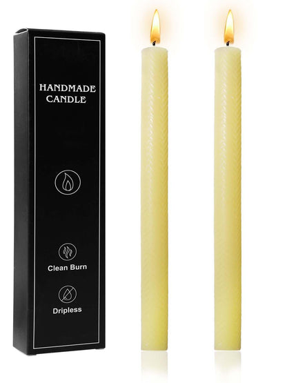 10in Arrow Taper Candles Set of 2 Pack Striped Tapered Candle,Decorative Threaded Candle for Dinner Party Wedding,Kitchen Decors,Christmas,Halloween (2, Arrow Light Yellow, 10in)