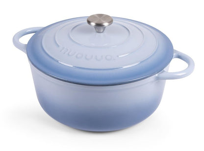 Nuovva Enamelled Cast Iron Dutch Oven Pot with Lid 6.4 Quart Non Stick Casserole Pot – Heavy Duty & Oven Safe up to 500° F for Bread Baking, Braising, Stews, Roasting – 28cm Costal Blue