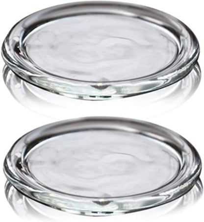 Cumuiu 4 Pack Glass Candle Holder 4" Clear Beautiful Transparent Round Candle Plate…