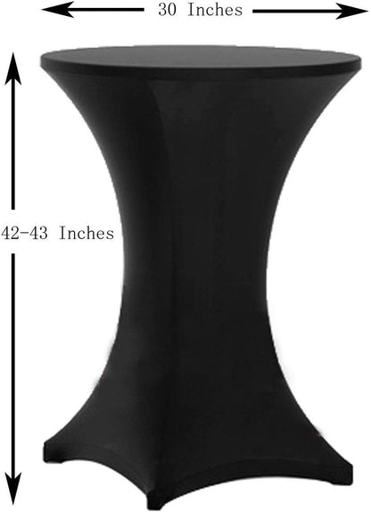Tina's 4 Pack 30x42 Inch Highboy Spandex Cocktail Table Covers, Black, Fitted Stretch Cocktail Table Tablecloth for Round Tables