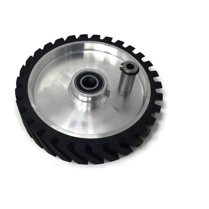 10 x 2" Belt Grinder Contact Wheel,Belt Sander Bearings Serrated Rubber Contact Wheels With 2 heavy Duty bearing 6205 RS