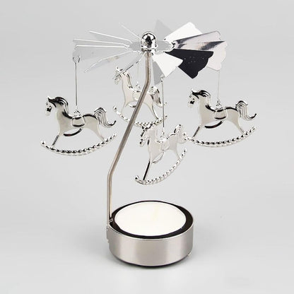 Rotary Candle Holder,Spinning Flying Angel Tea Lights Candle Holder,Spinning Romantic Candlestick for Wedding Home Decor(Carousel,Silver)