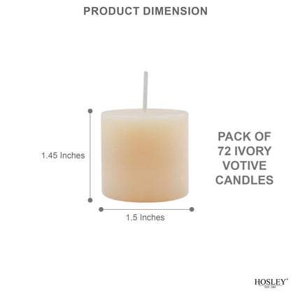Hosley Set of 72 Unscented Ivory Votive Candles – Bulk Pack, Clean-Burning, Long-Lasting 10-12 Hour Burn Time – Ideal for Weddings, Home Décor, Spa, and Events