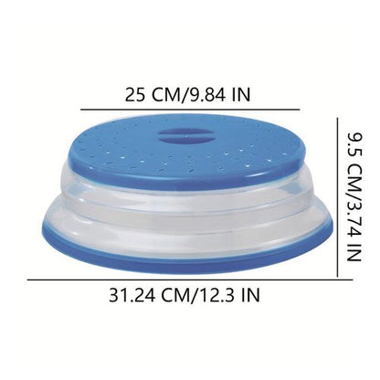 Collapsible Microwave Splatter Cover, Microwave Plate Cover With Steam Vent，BPA-Free Silicone & Plastic(blue, 12.3IN)