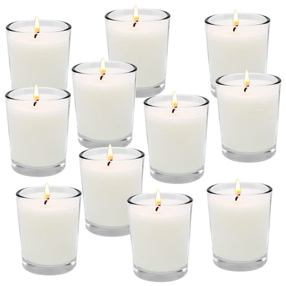 Haoson Unscented White Votive Candles in Glass 20 Packs Small Soy Wax Votives for Wedding Party Dinner Table