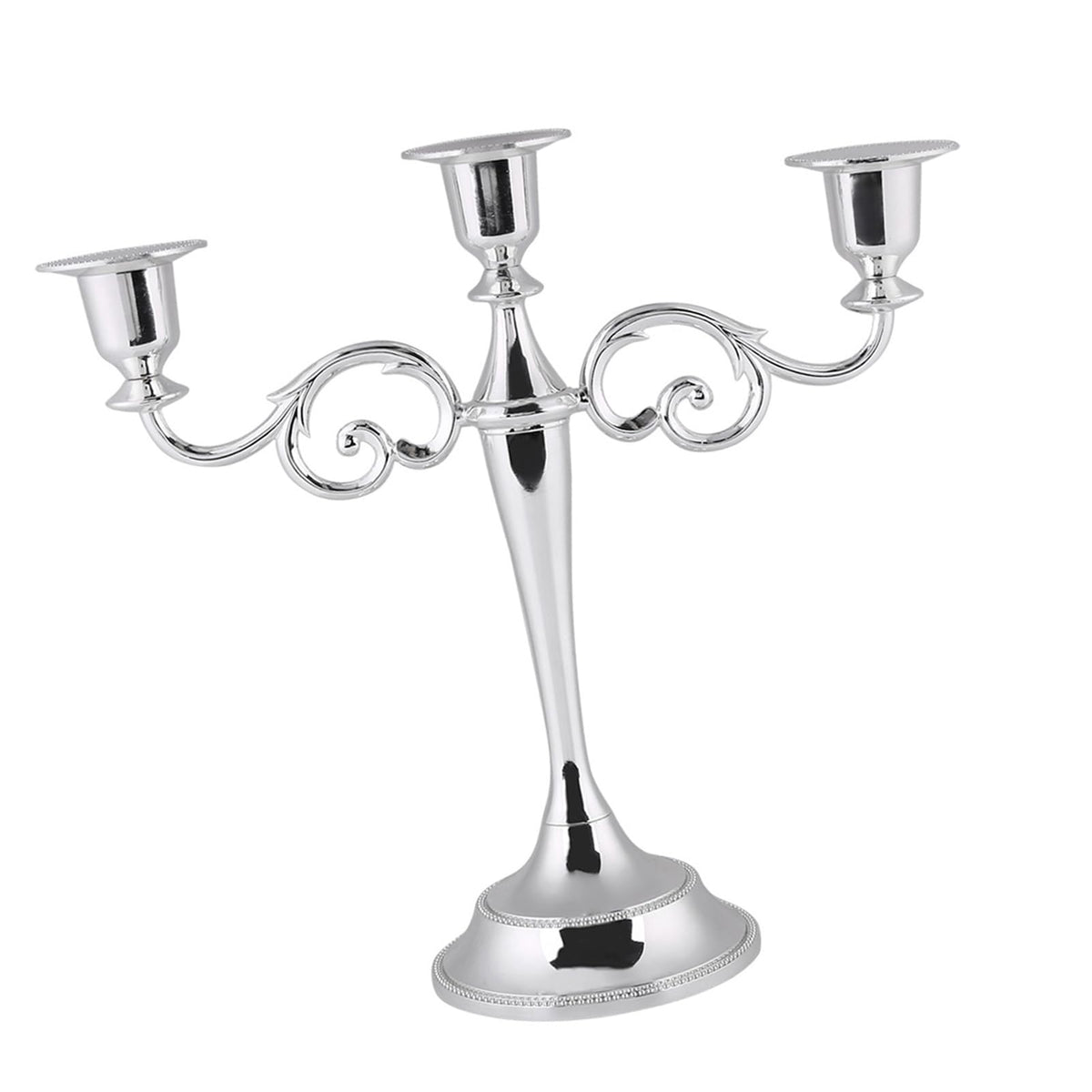 Sonew Premium 3 Arms Metal Candle Holder European Candelabra for Weddings & Home Decor (Silver)