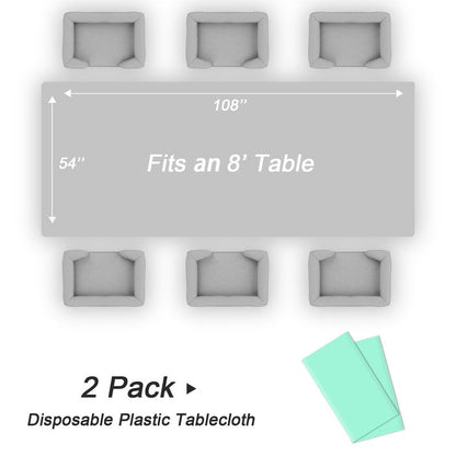 QIKSION Fresh Mint Plastic Table Cloth Disposable 2 Pack, 54 x 108 Inch Tablecloths for Party, Birthday, Rectangle Table Cover