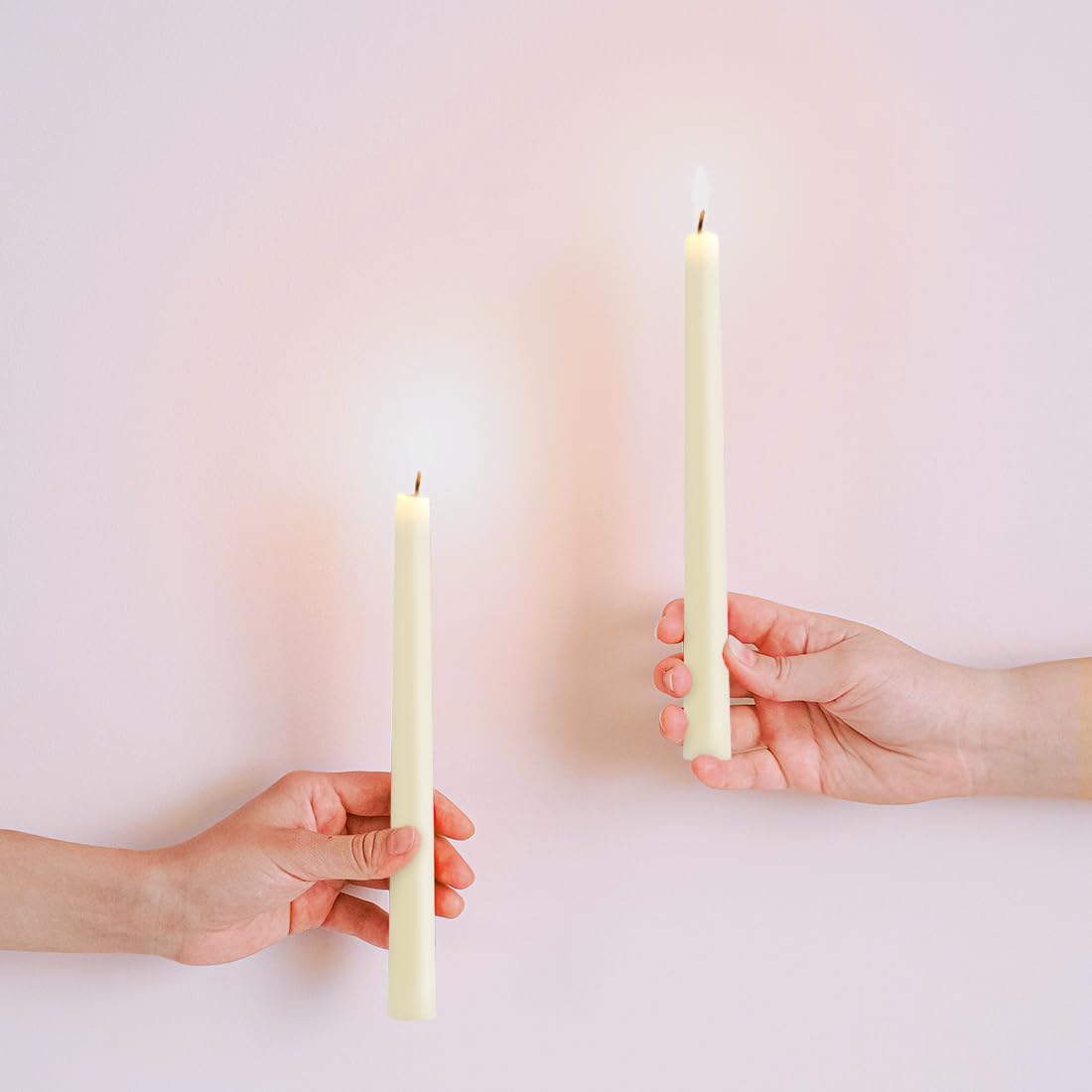 10 inch Natural Ivory White Beeswax Taper Candles Set of 6, DEYBBY Smokeless and Dripless Beeswax Candles, Long Lasting Burning