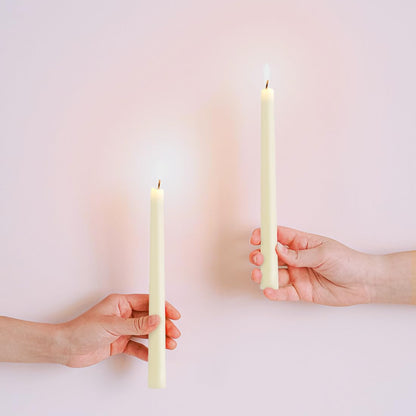 10 inch Natural Ivory White Beeswax Taper Candles Set of 6, DEYBBY Smokeless and Dripless Beeswax Candles, Long Lasting Burning
