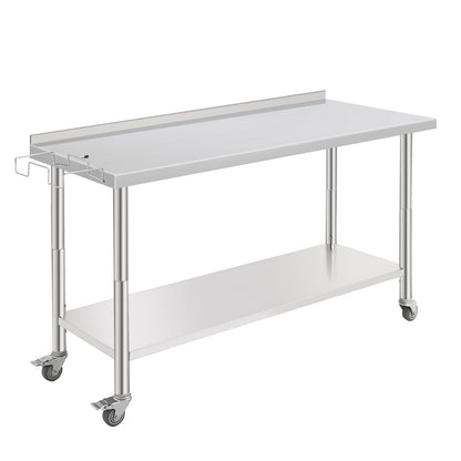 ExploreHorizon 60"x24"x35" NSF Stainless Steel Work Table, Heavy Duty Prep Table with Adjustable Undershelf, Commercial Metal Table for Kitchen, Restaurant, Home, Hotel, Workstation