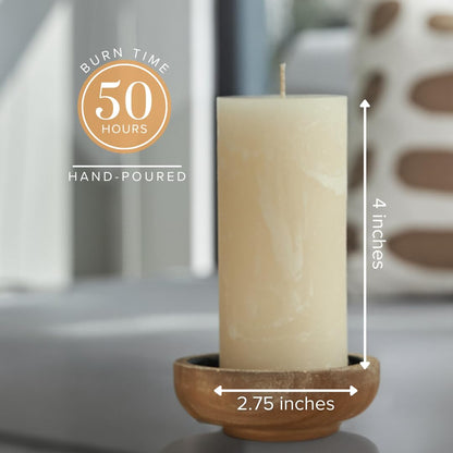 Simply Soson Warm Vanilla Scented Candle Set - 3x6 Ivory Pillar Candles for Home, Aromatherapy, Women, Fall