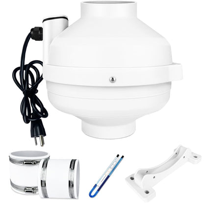 Dcfairfan 4x4 inch Radon Installation Fan Kit, Radon Mitigation System Kit Inline Duct Fan IP67 Waterproof, Indoor Outdoor Ventilation Commercial/Residential, Rubber Coupler, Manometer