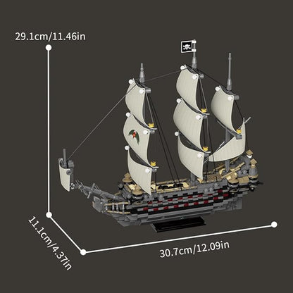 39087 Ghost Mary Pirate Ship Building Block Model Kit 1055 PCS Display Sailing Vessel for Adults