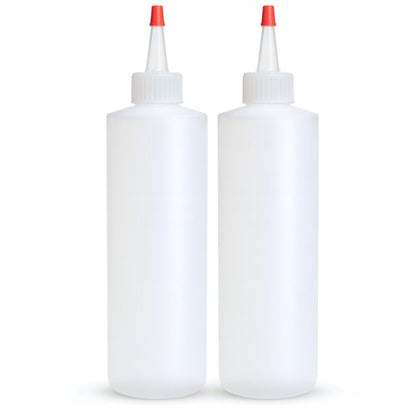 Condiment Squeeze Bottles, 8 OZ Empty Squirt Bottle, Red Top Cap, Leak Proof - for Ketchup, Mustard, Syrup, Sauces, Dressing, Oil, Arts & Crafts, BPA FREE Plastic - Perfect for Kitchen - 2 PACK